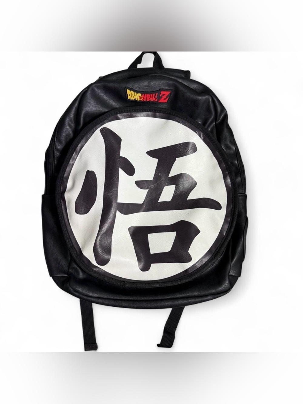 Dragon Ball Z Black Faux Leather Backpack Goku Go Kanji & Kame Symbol Daypack